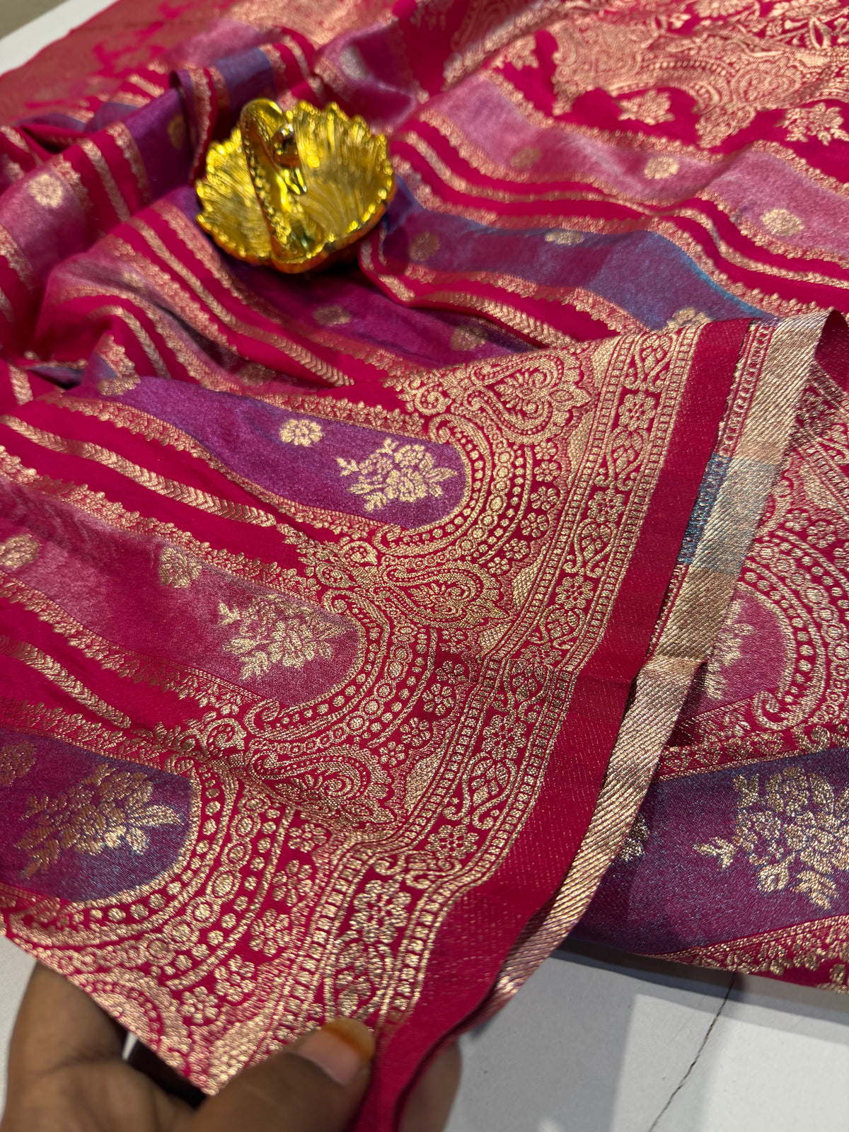 Ws-2100 Ranipink Rangkart kaddi georgette saree