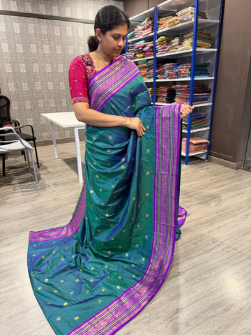 SNP-1499 peacockgreen n purple saree