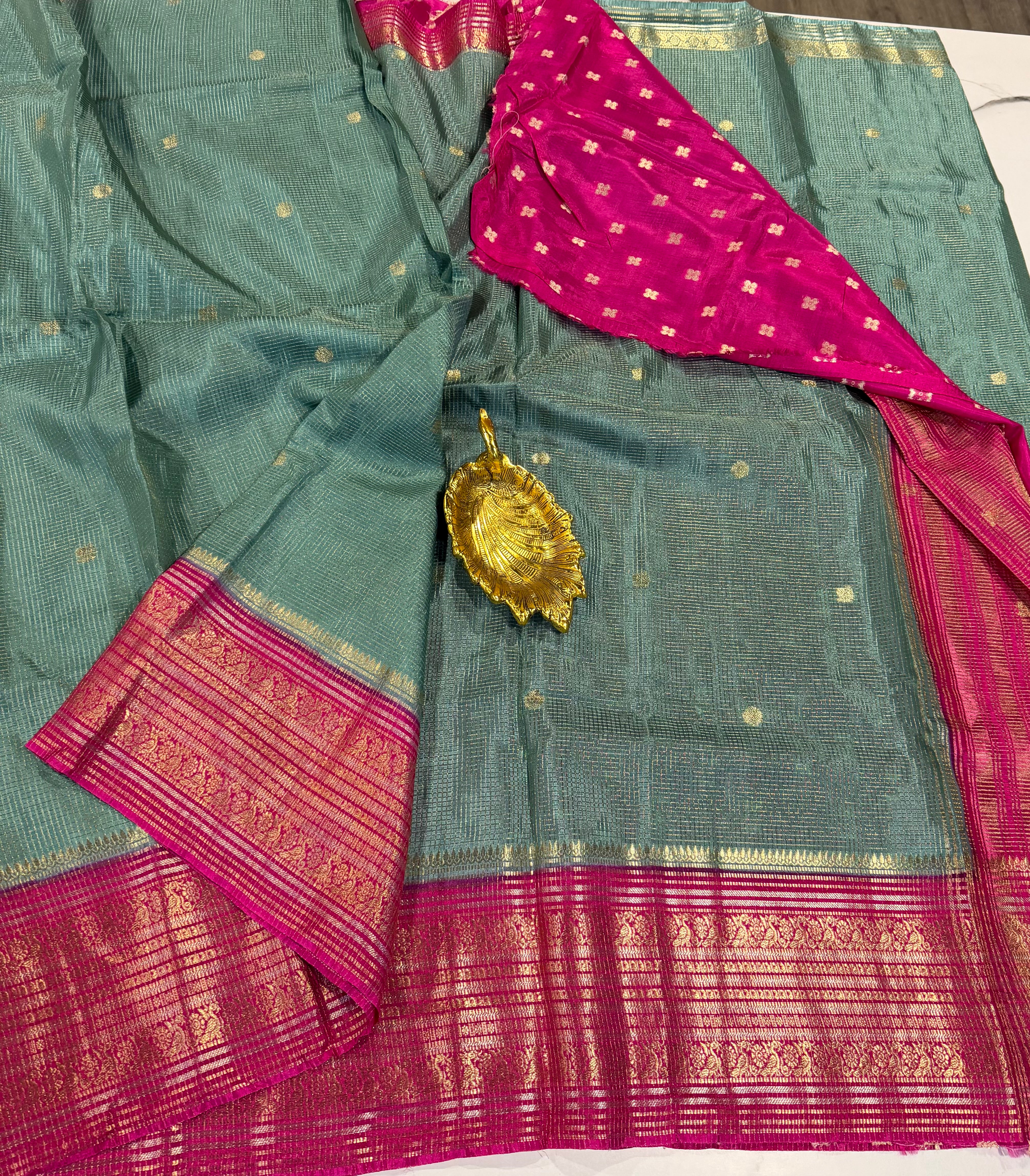 VKC2149BB- sky blue n pink Vintage Kanchi Brdr saree