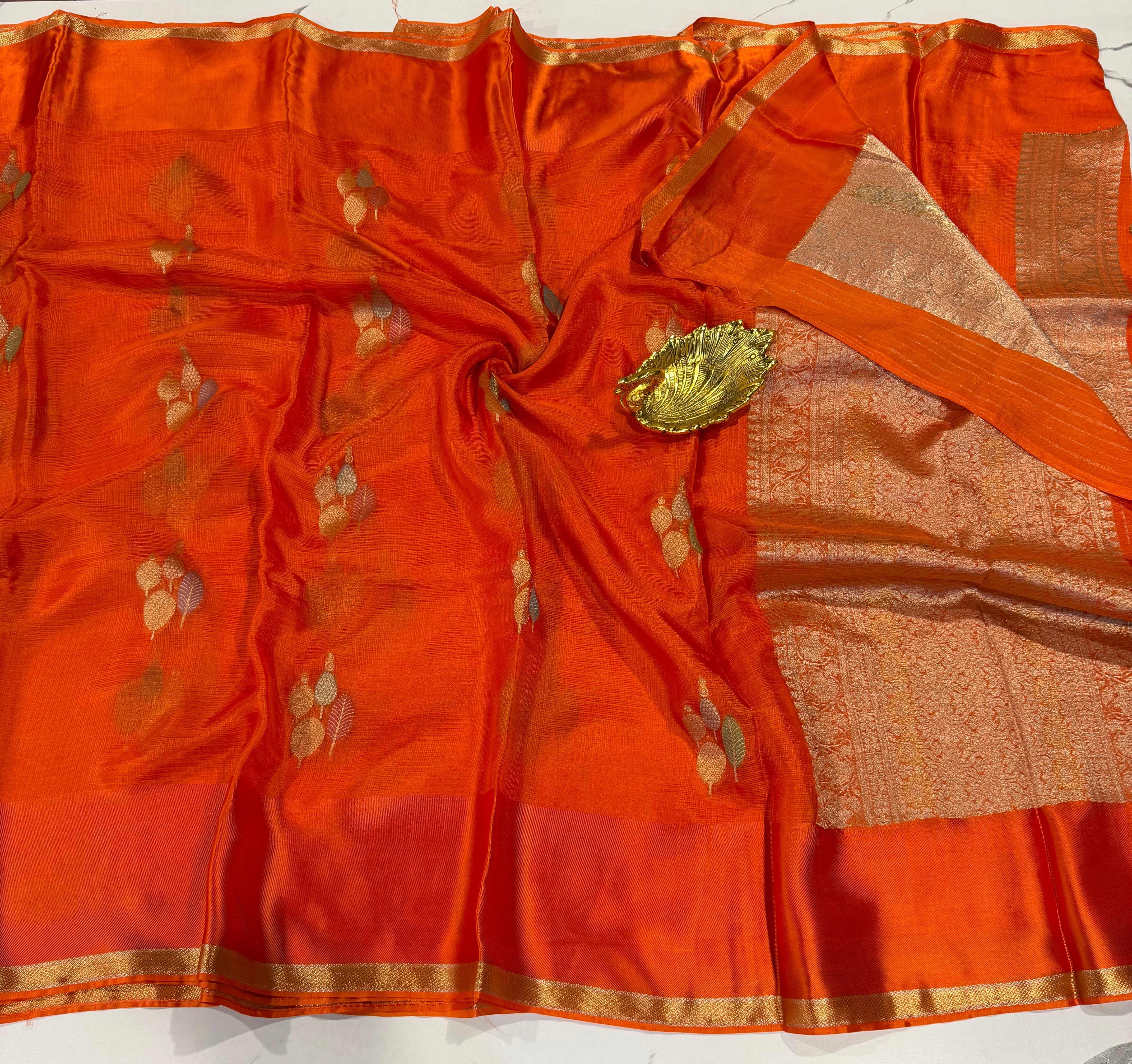 MKP-3500 orange colour premium Manipuri Kota silk