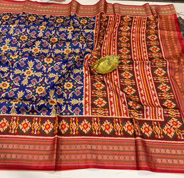 LD-1399 Rudraksha borders spun Patola blue saree