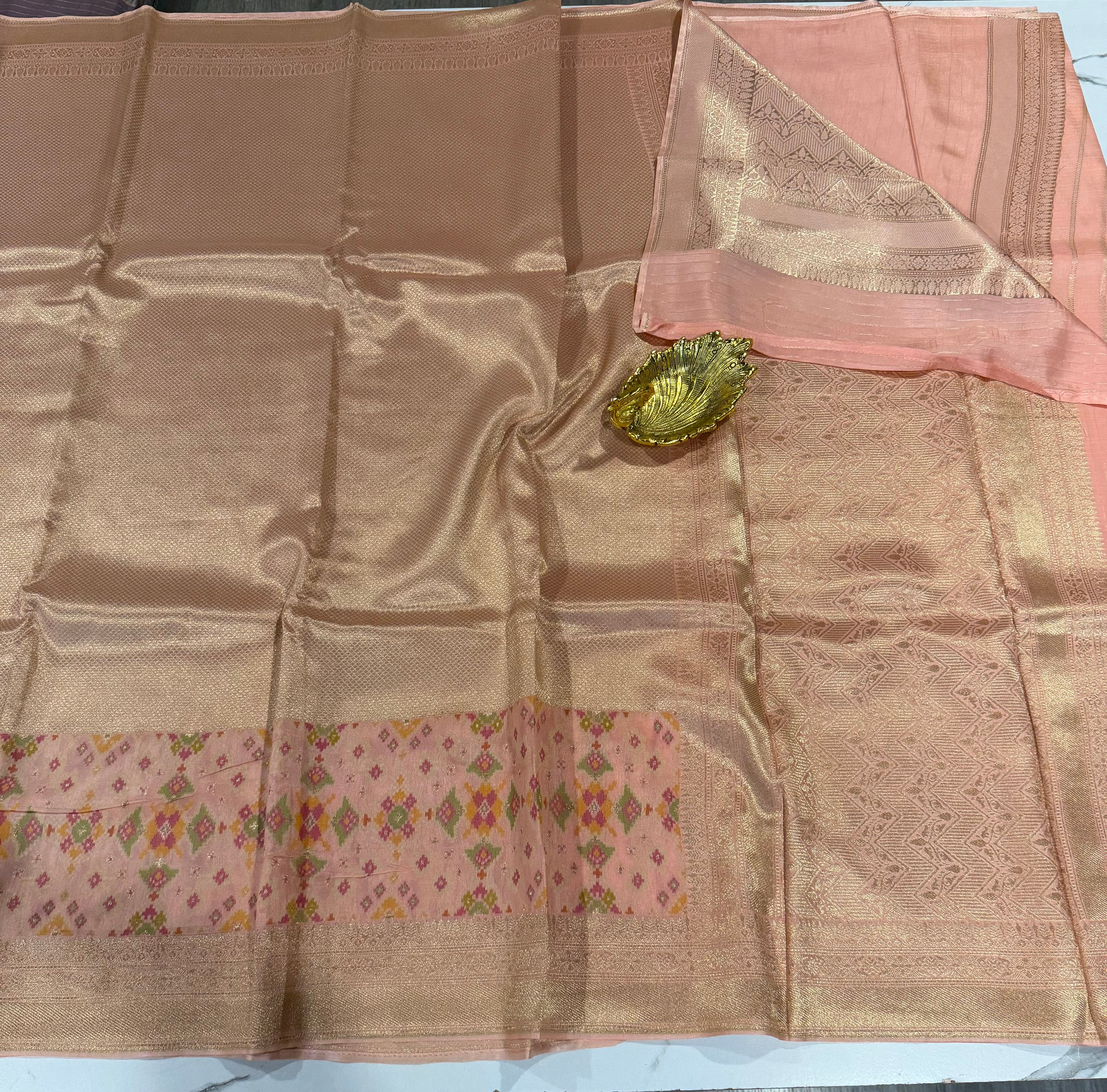 P-5400 baby pink colour tissue Patola saree