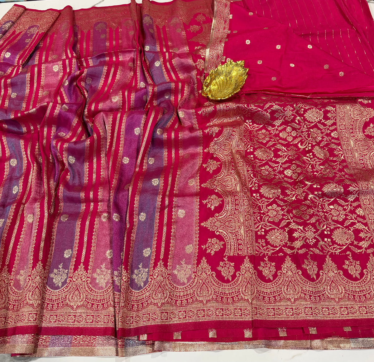 Ws-2100 Ranipink Rangkart kaddi georgette saree