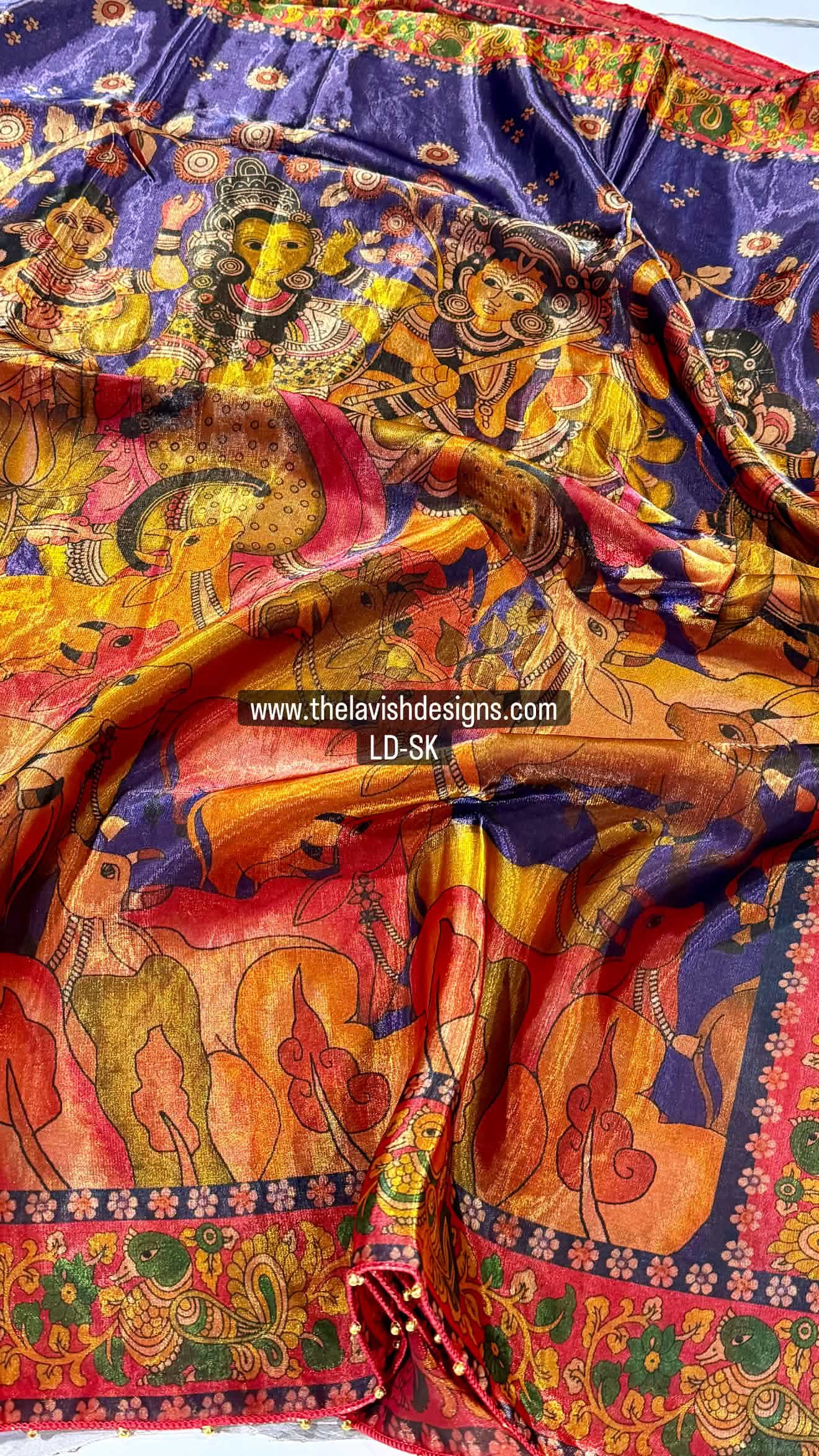 Fusion Kalamkari LD-SK purple n tomato