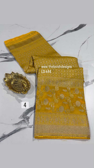 LD-k44 kanchi kora yellow saree