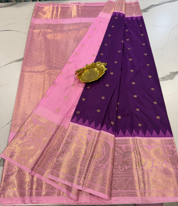 LD-G23 Gadwal purple n baby pink saree