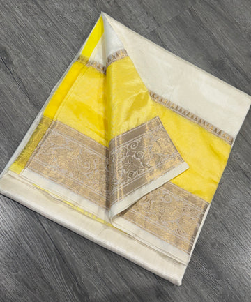 MN-2250 Cream n Yellow Mangalagiri saree