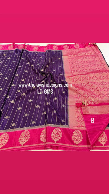 Banaras Green Mango sarees LD-GMS purple n pink saree