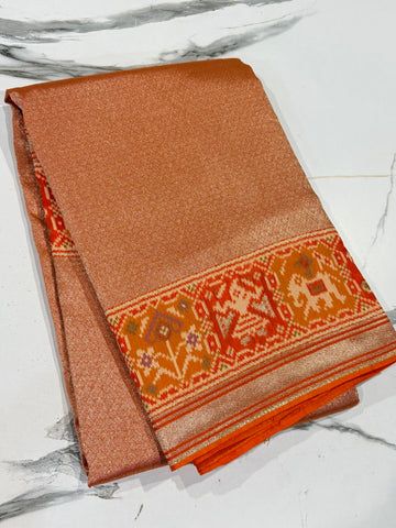 P-4900 Orange Patola tissue saree