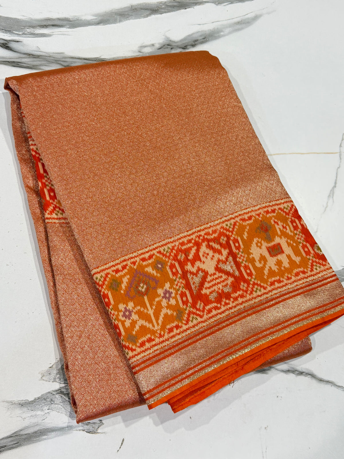 P-4900 Orange Patola tissue saree