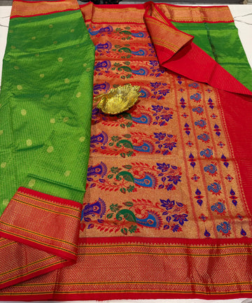 LD-SN35 
green colour and red border saree