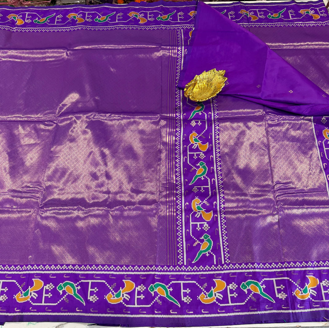 SM-1800 Violet colour semi Kanchi tissue moor popet saree