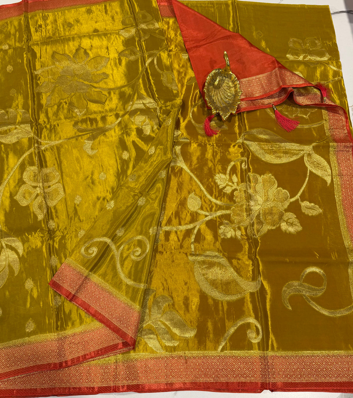 HS-2650 golden HO crepe saree