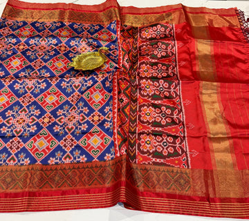 LD-1350 Navrathan patola tissue borders blue saree