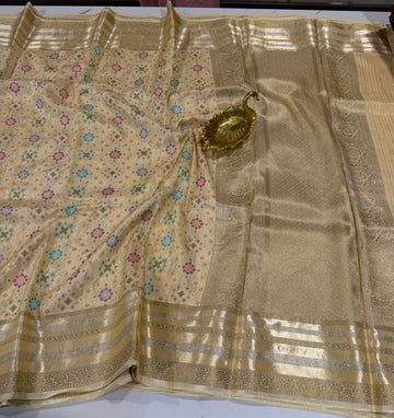PT-A6 cream colour Patola saree