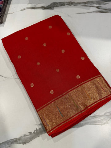 Pc-40 Red saree Paithani crepe