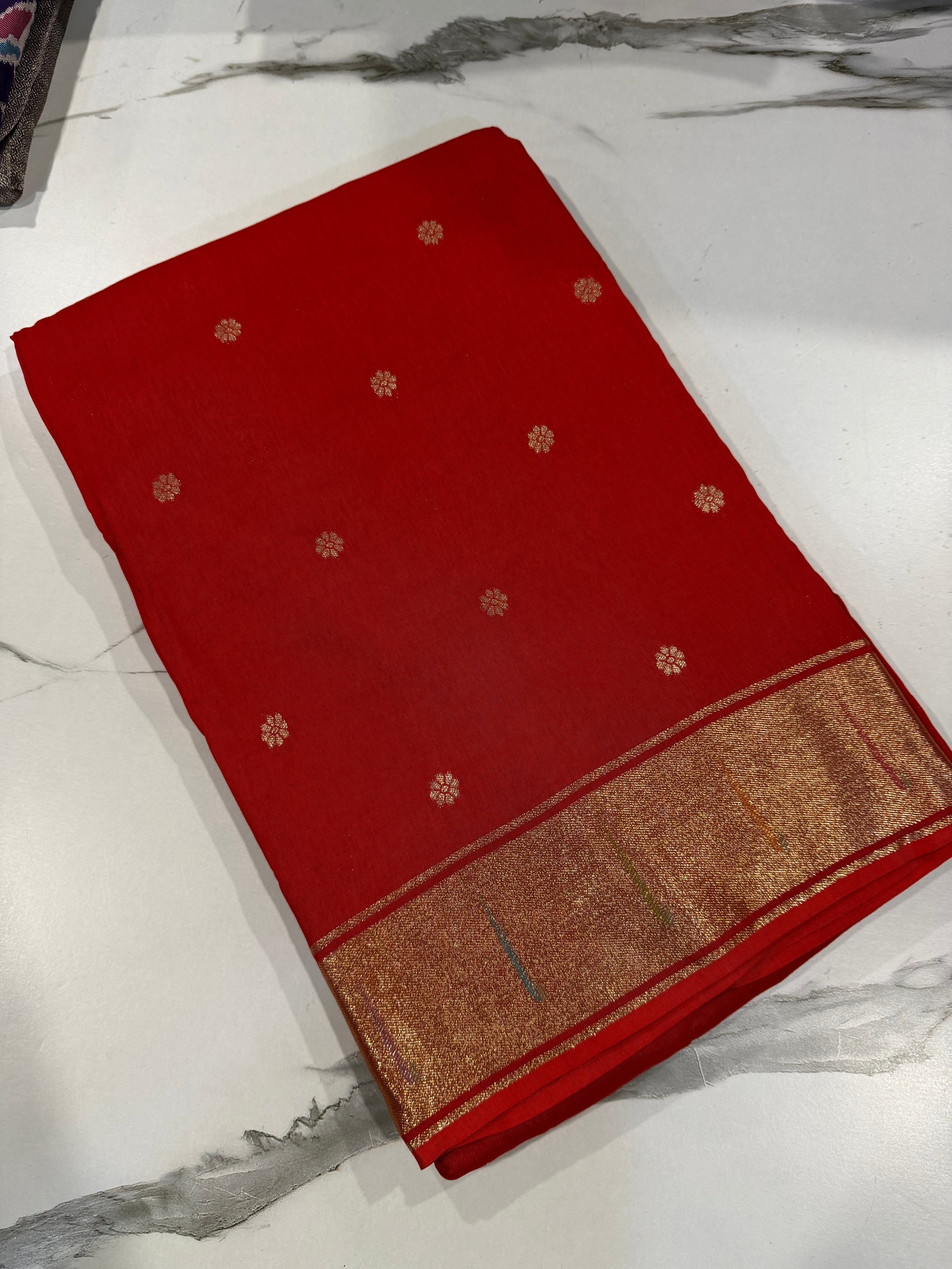 Pc-40 Red saree Paithani crepe