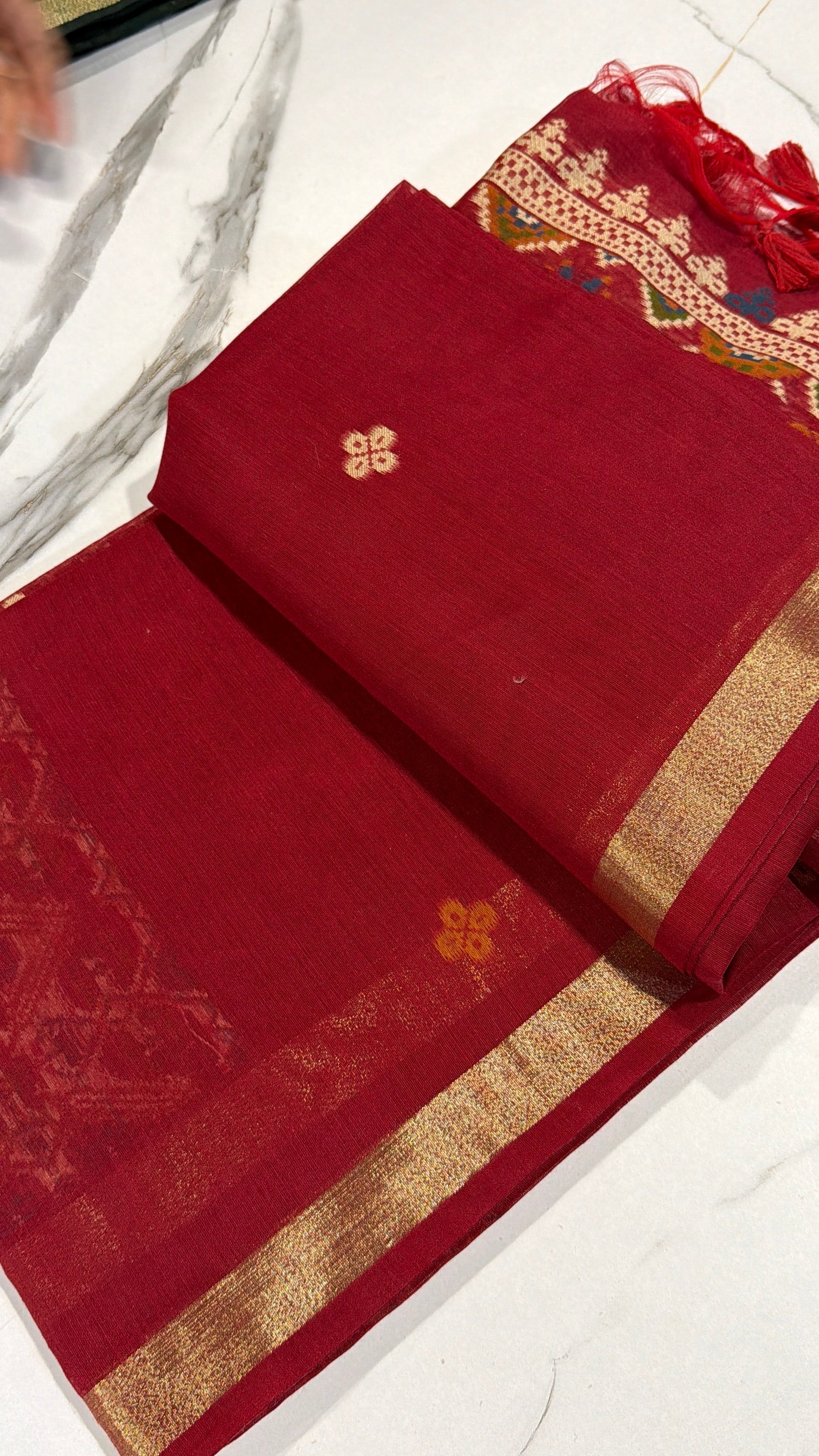 LP-19 Red colour patola Linen jamdani saree