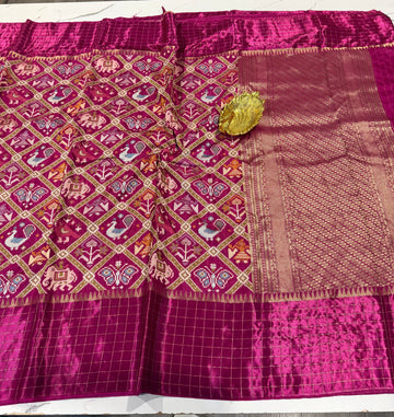 PTA-6 magenta pink colour Patola saree