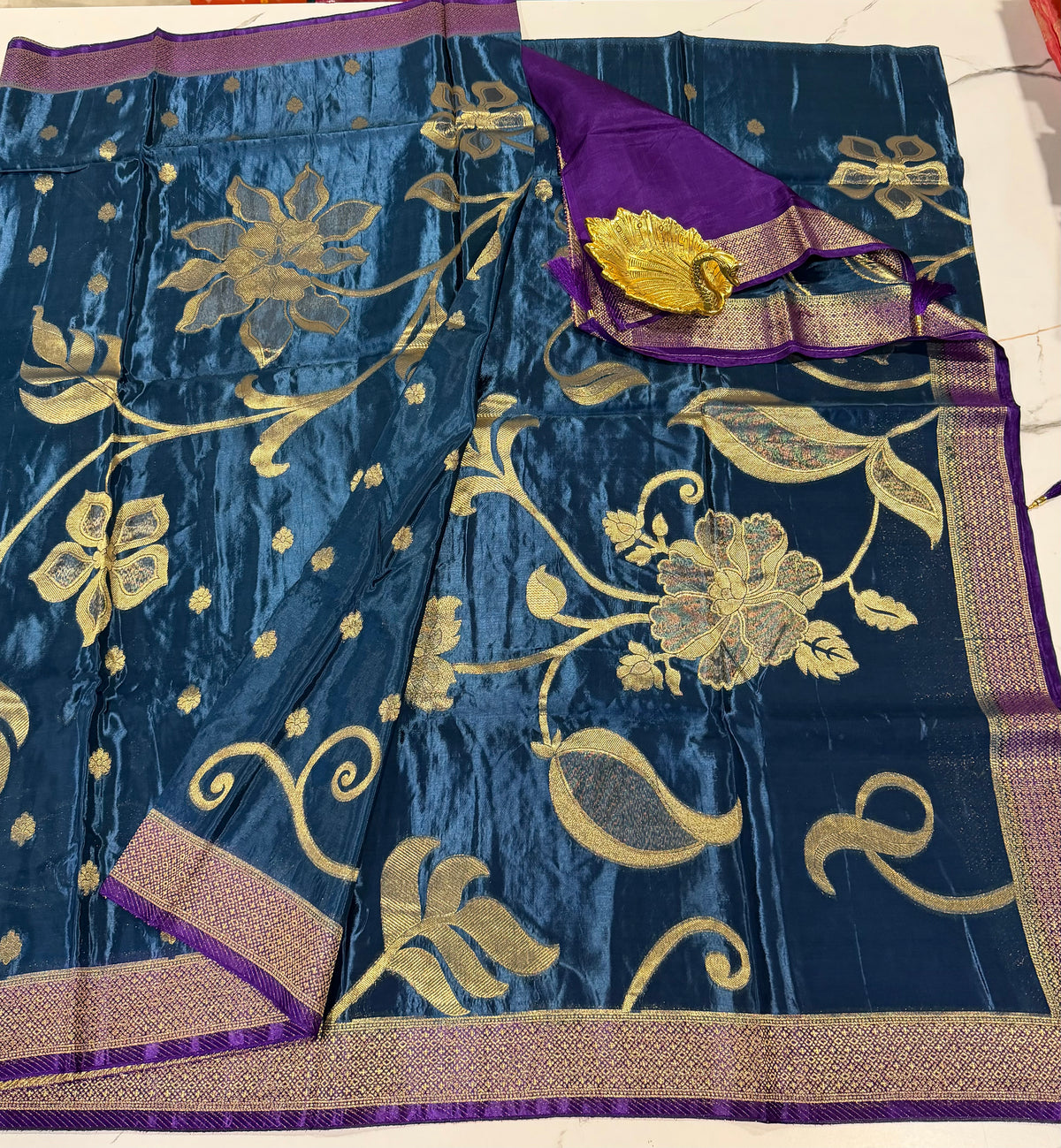 HS-2650 peacock blue  HO crepe saree