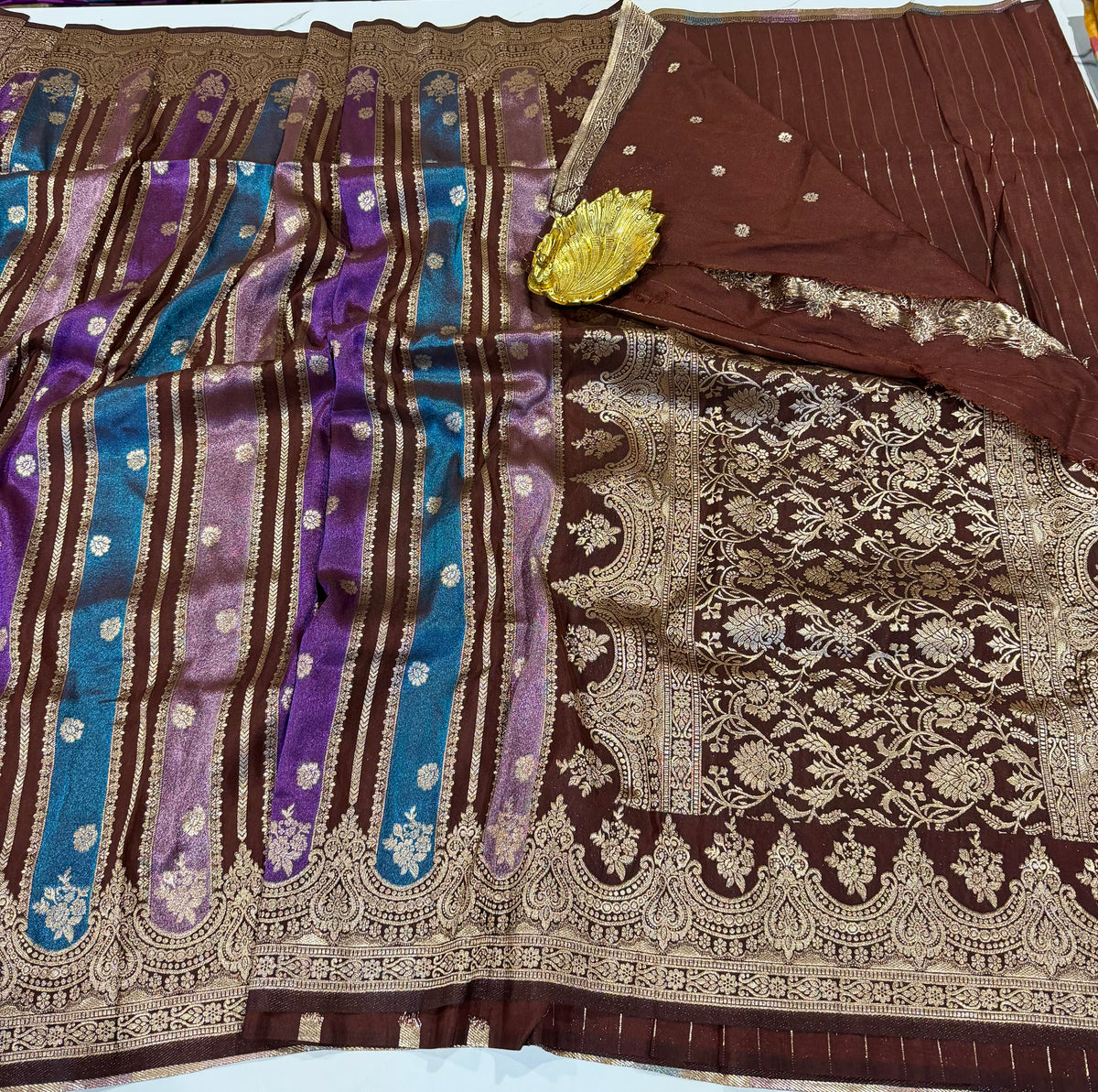Ws-2100 Brown  Rangkart kaddi georgette saree