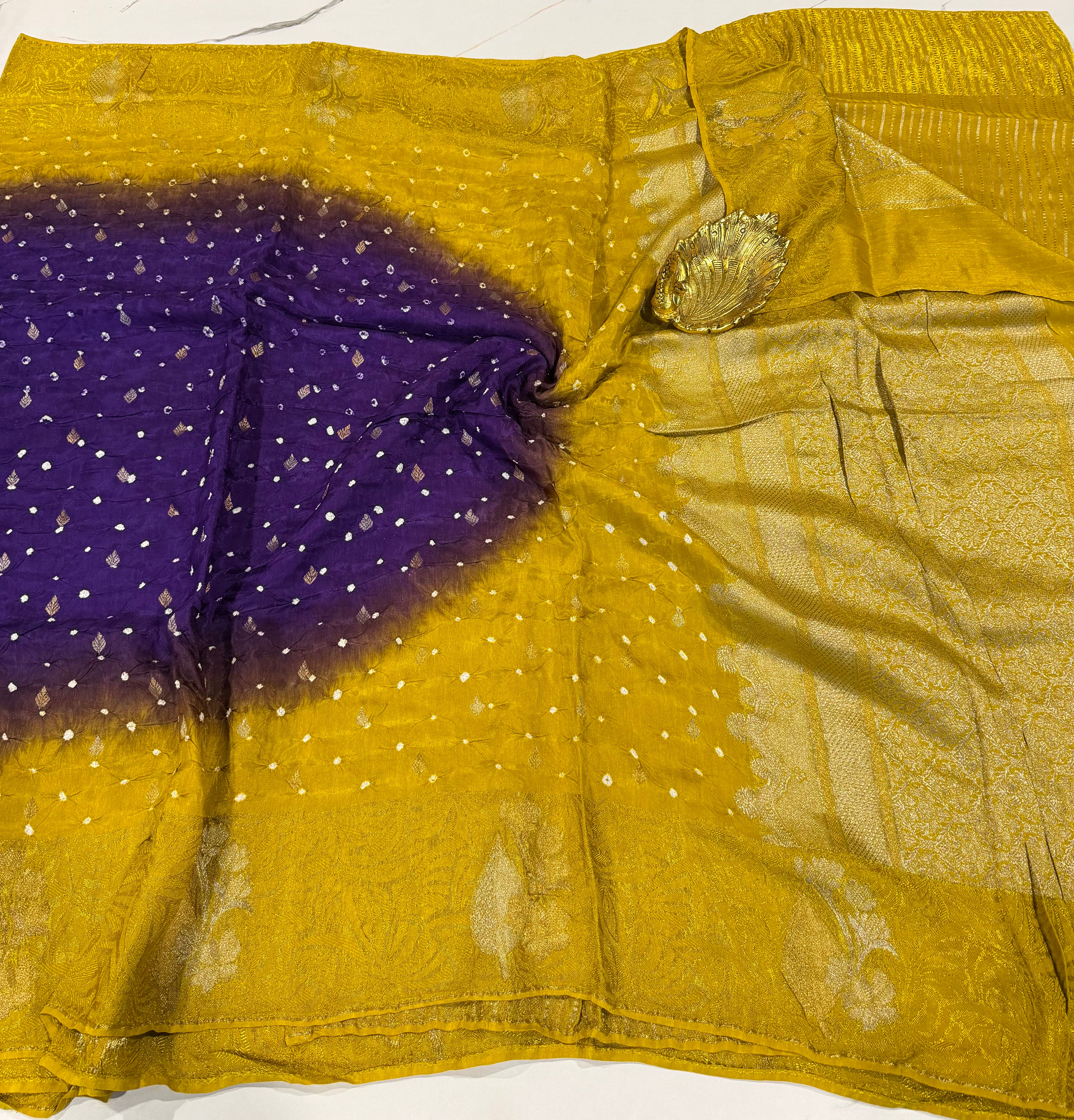 BN-3750  Sampangi n purple bandini saree