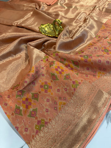 P-5400 peach tissue Patola saree