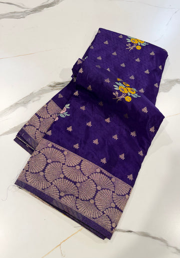 Bz-1850 violet benny crepe saree