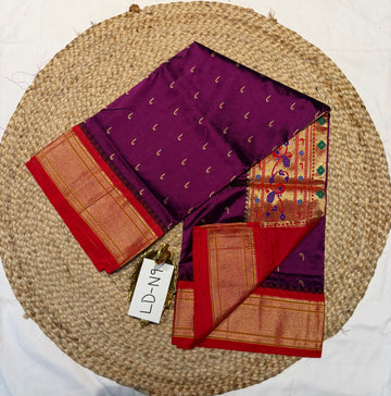 LD-N9 narayanapeta semi pattu megentha and red saree