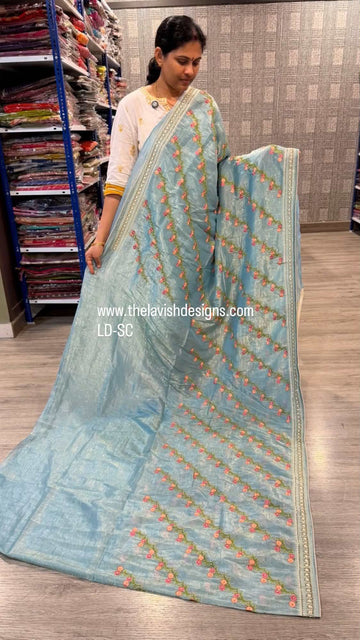 LD-SC greyish blue silk sarees