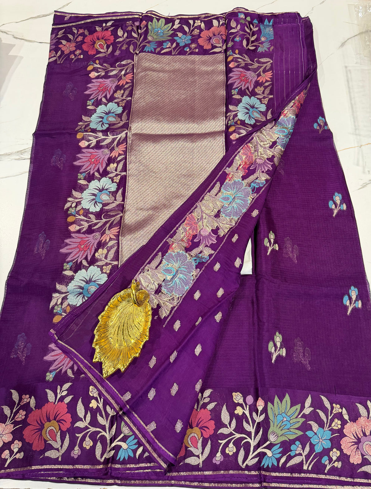 NM-5200 violet saree Manipuri Kota silk