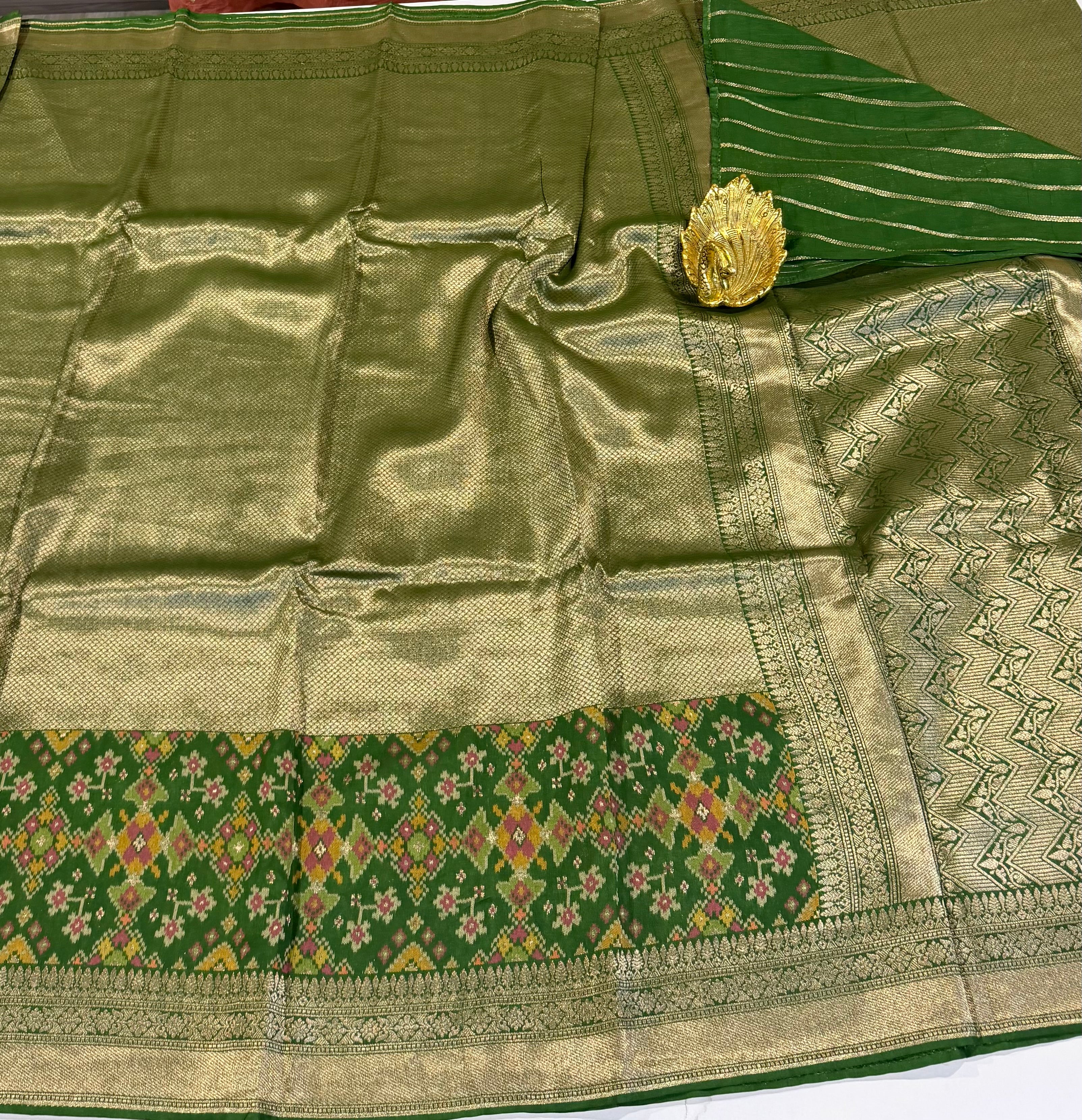 P-5400 green colour tissue Patola saree