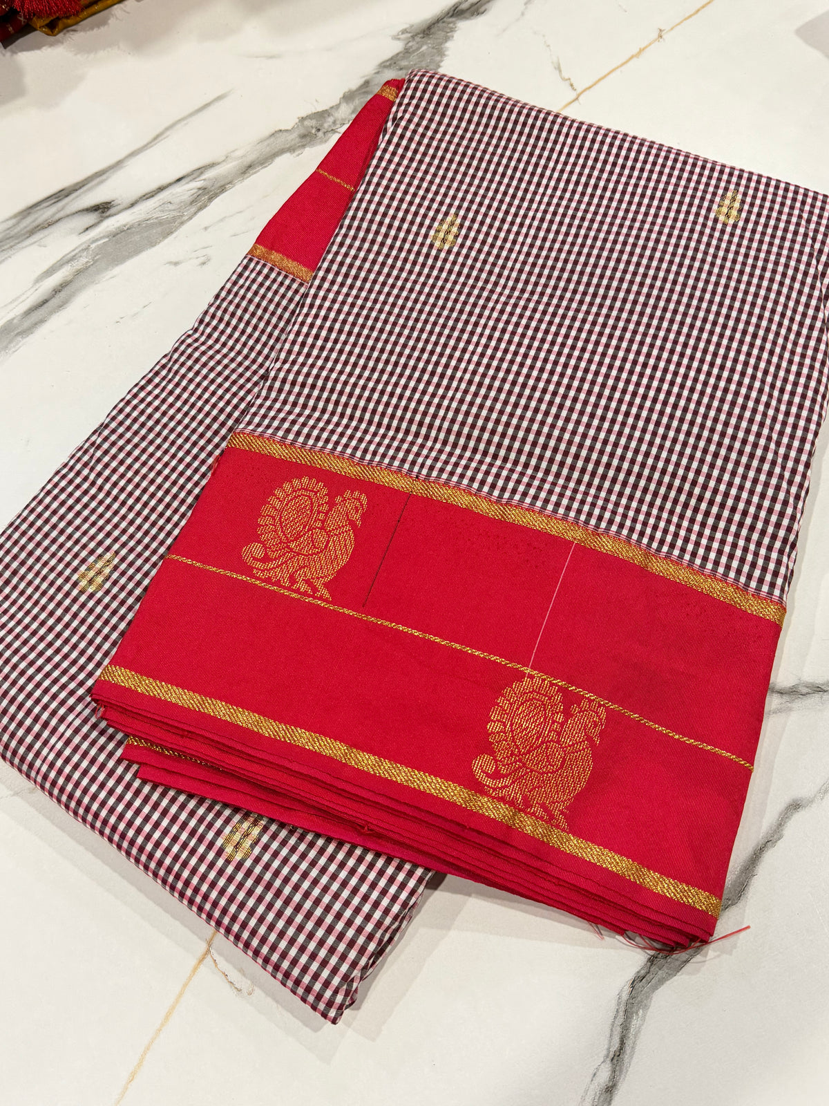 N-2499 Black n white , red Narayanpet ilkal checks saree