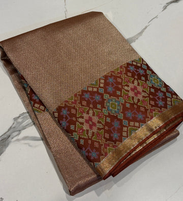 TP-6400 Brown colour Fusion Patola  saree