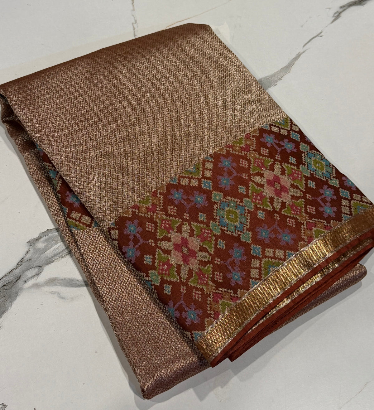 TP-6400 Brown colour Fusion Patola  saree