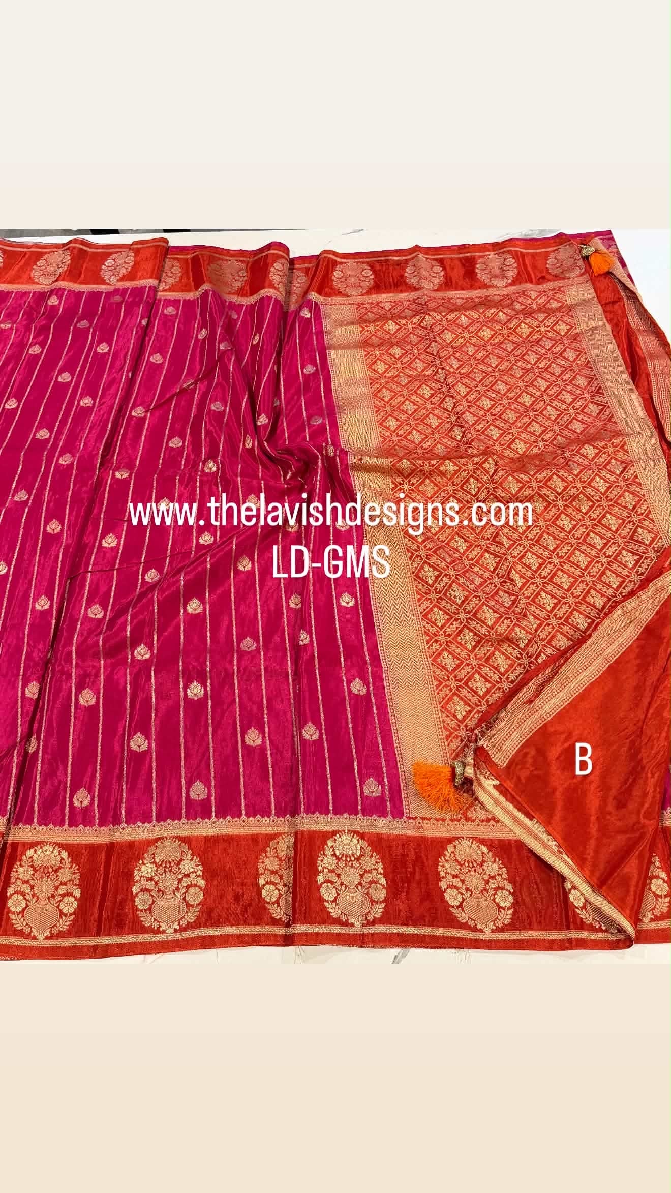 Banaras Green Mango sarees LD-GMS rani pink n Rust saree