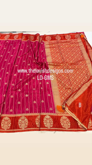Banaras Green Mango sarees LD-GMS rani pink n Rust saree