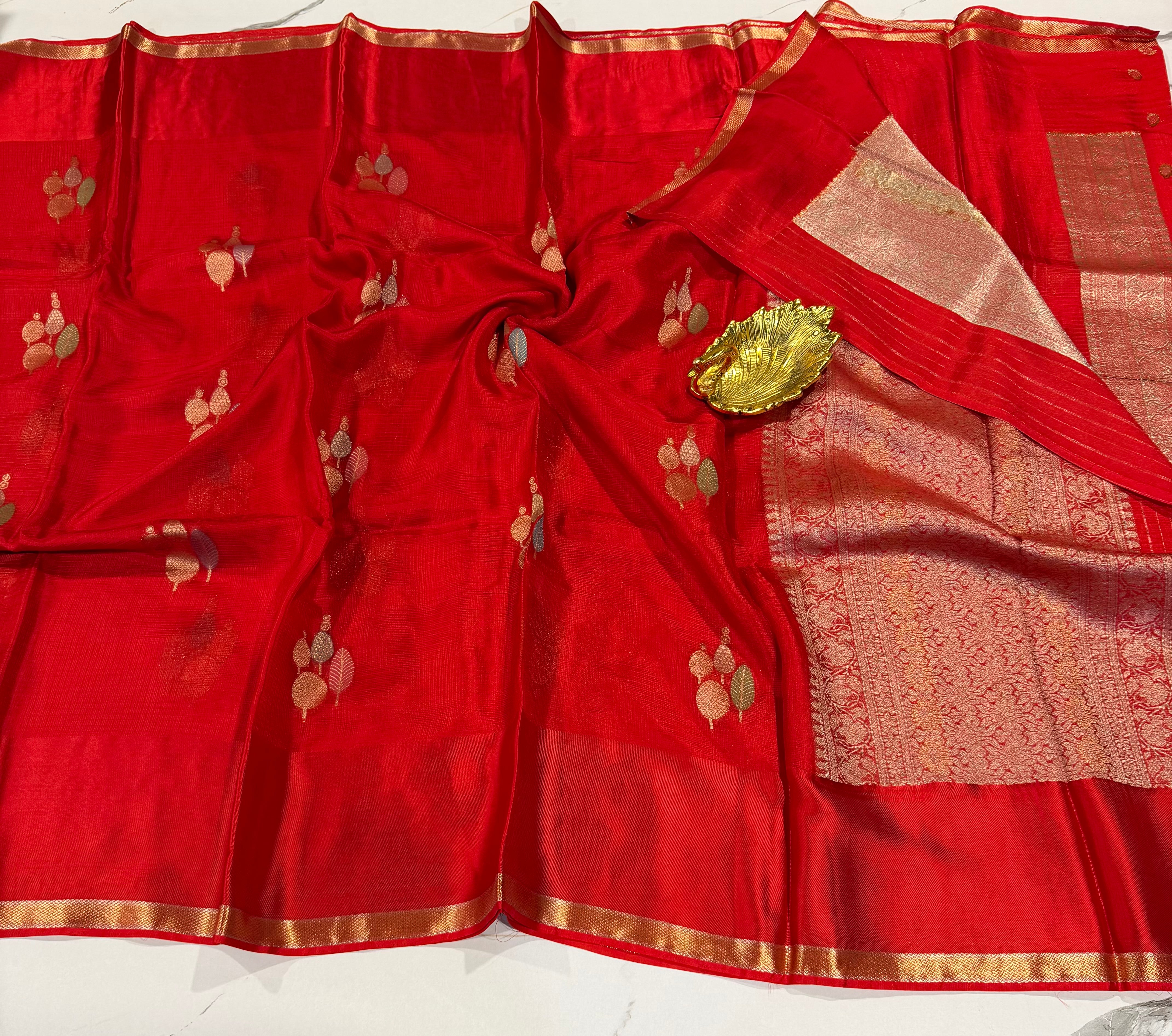 MKP-3500 red colour premium Manipuri Kota silk