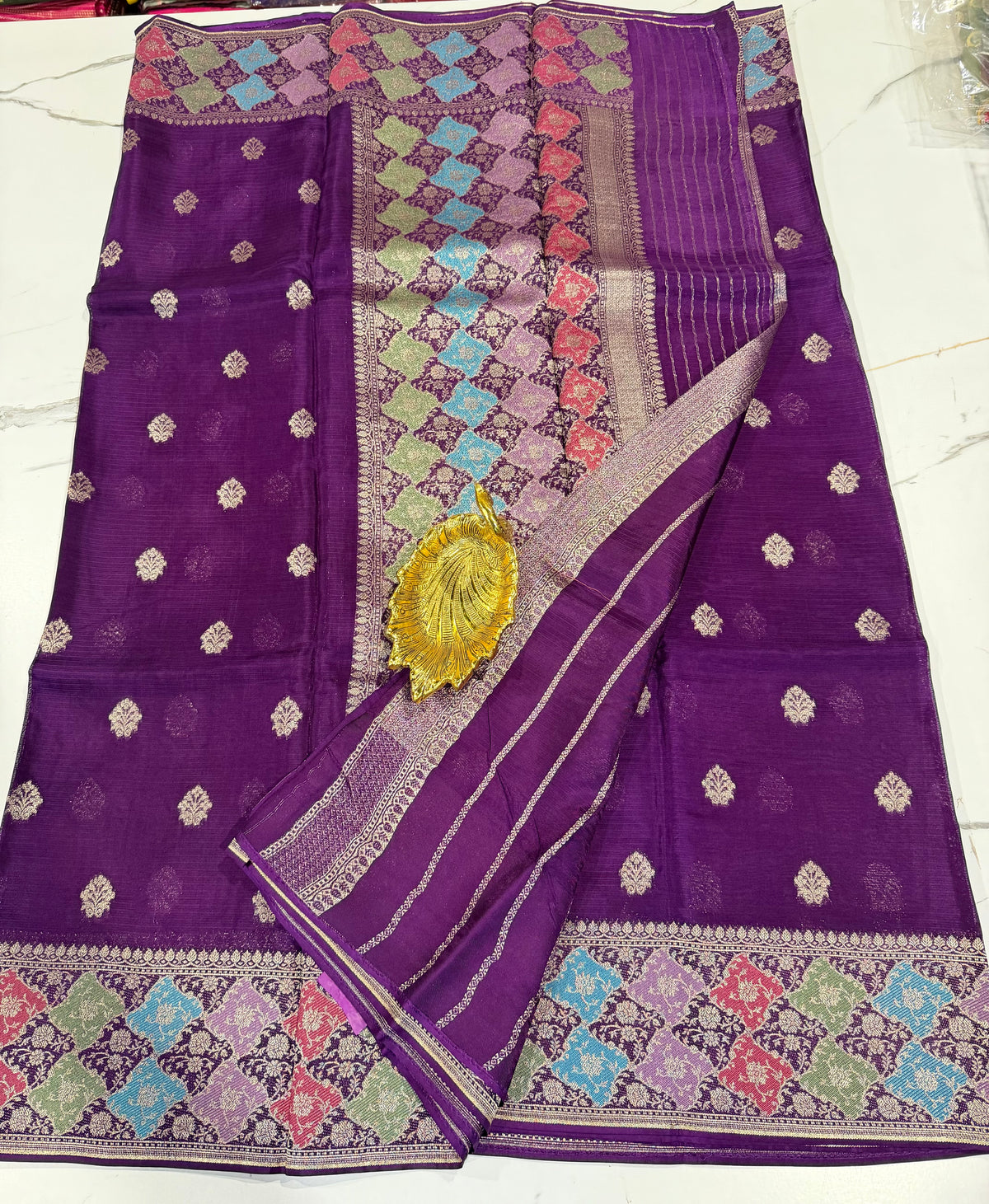 RM-4800 violet saree jamdani  Manipuri Rangkart Kota silk