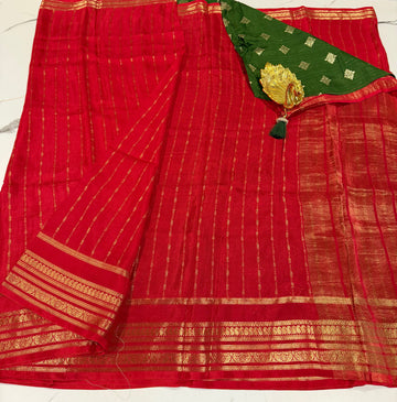 MB-2500  Red Benny crepe saree