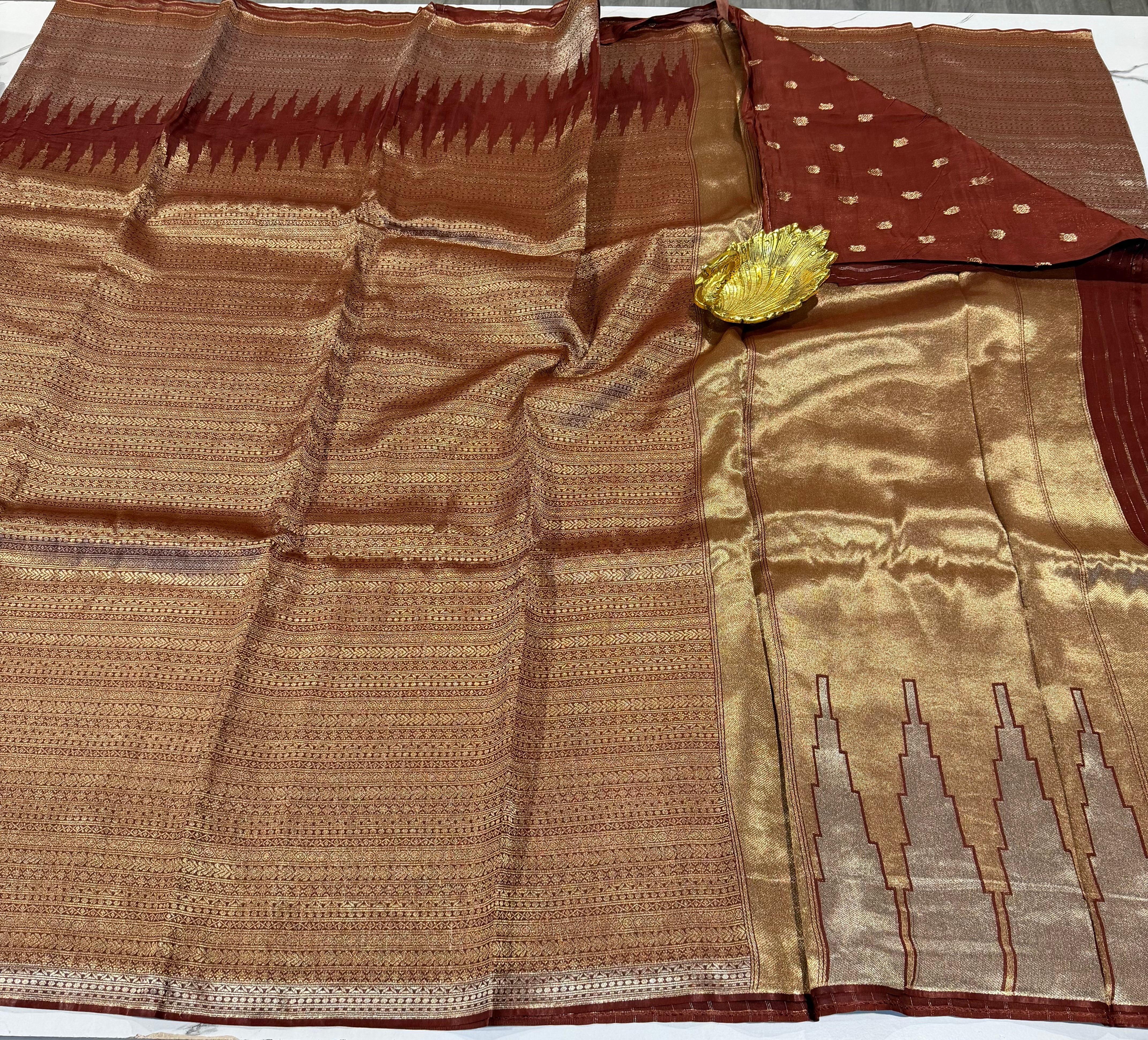 AR-5100 Brown colour kanchi tissue saree