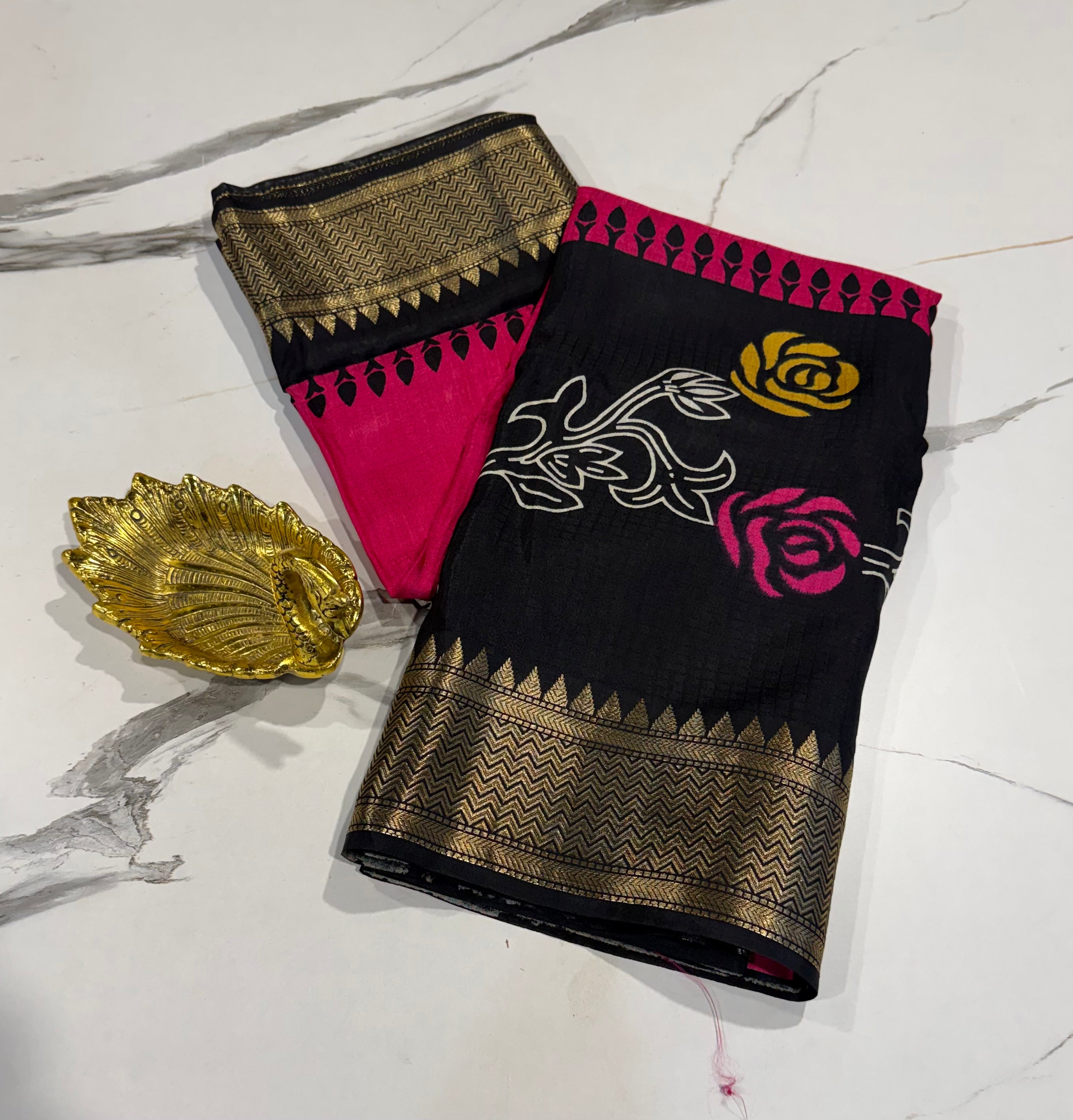 LD-2650 Ganga Jamuna saree pink n black