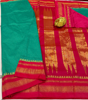 LD-NG25
 sea green and pink border saree