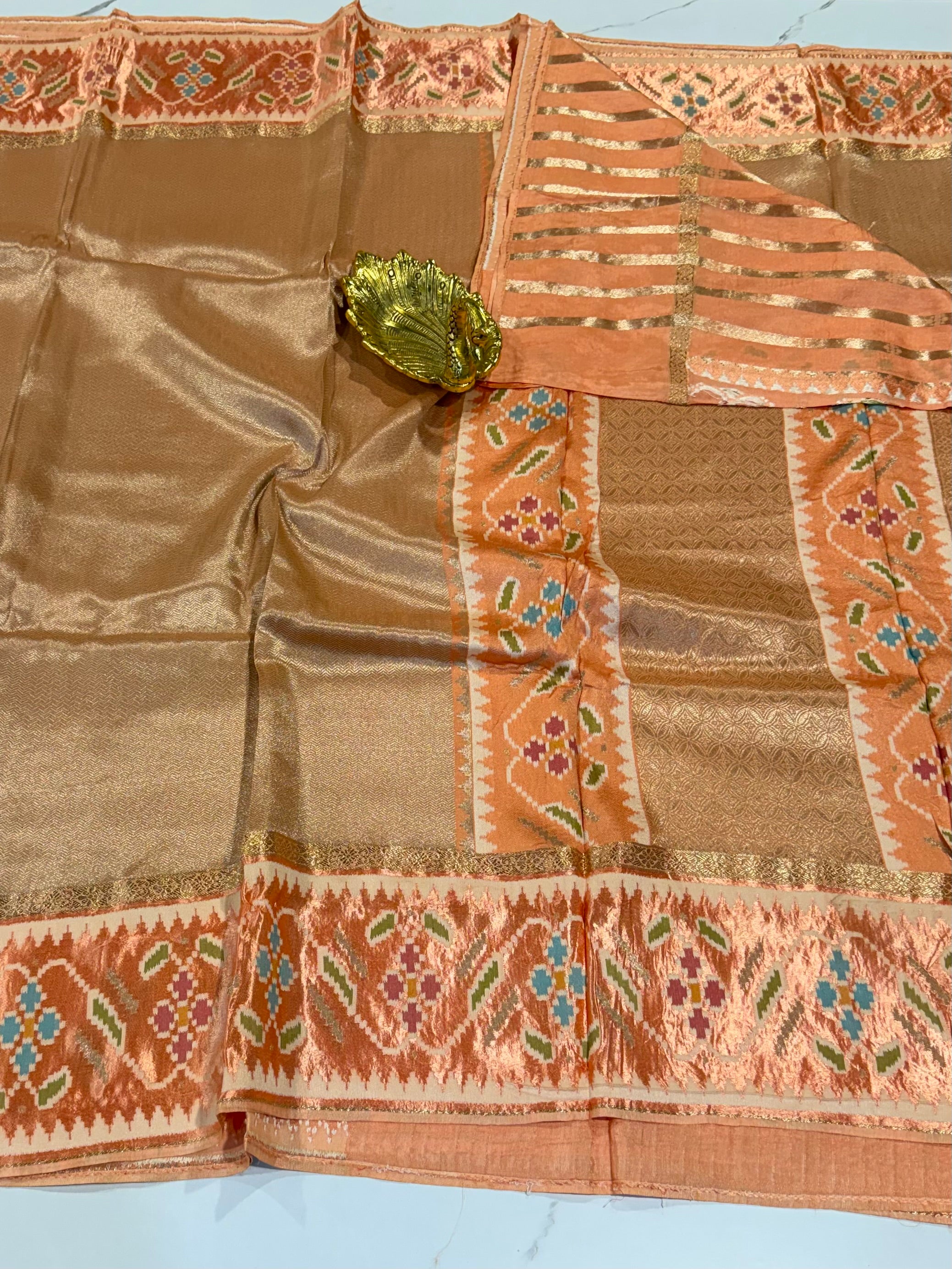 TP-51 peach colour kanchi tissue saree