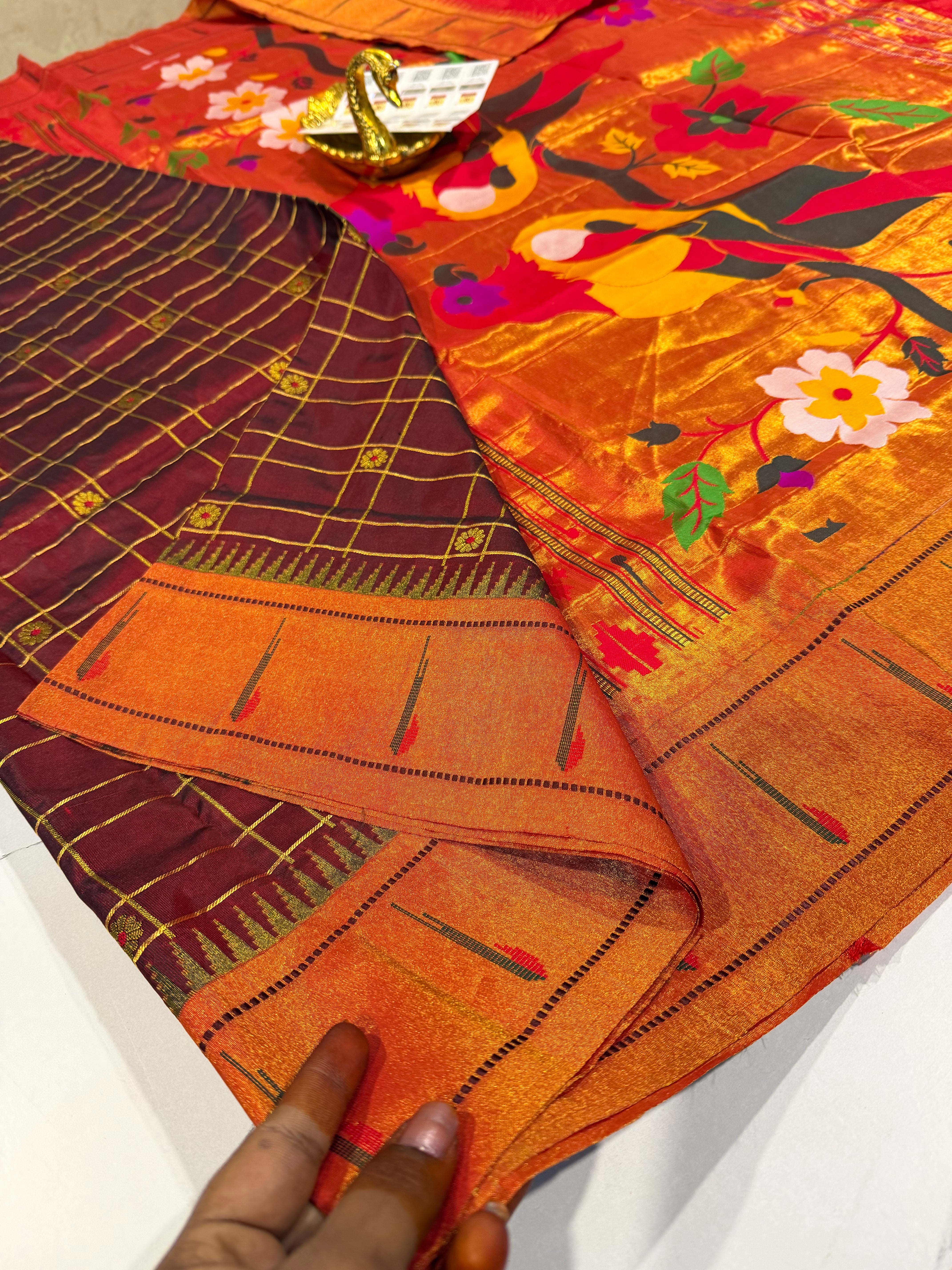 SCB-14 Brown colour single Muniya paithani saree