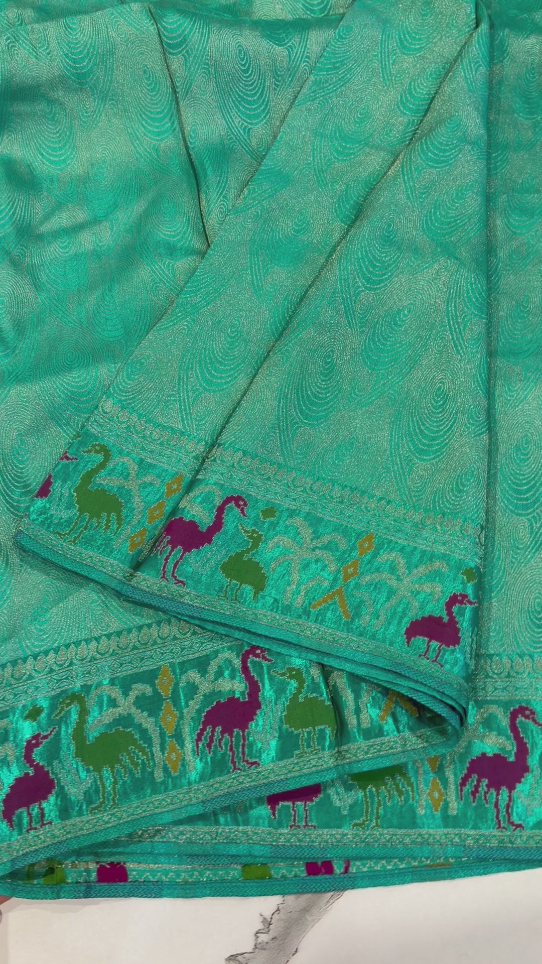T-2998 Sea blue colour banaras tissue Mashru borders saree