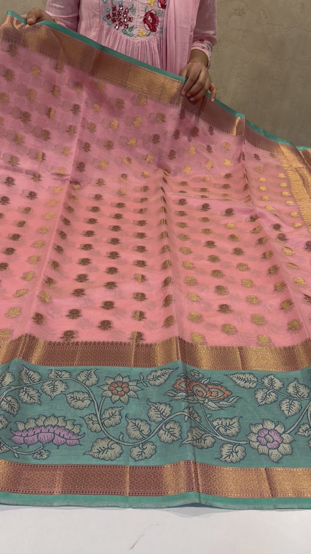 Banaras Kora sarees Pink