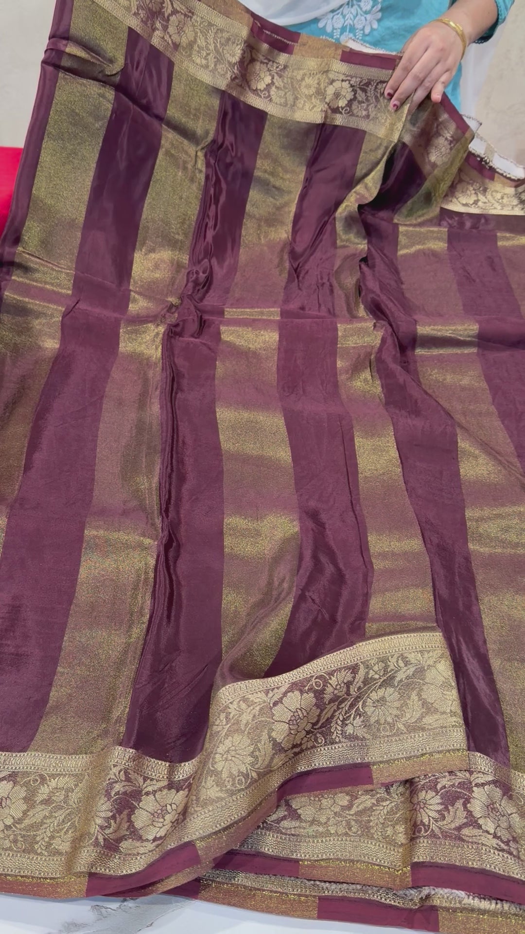 BM-2100 Brown Mysore crepe sare with Bandini blouse