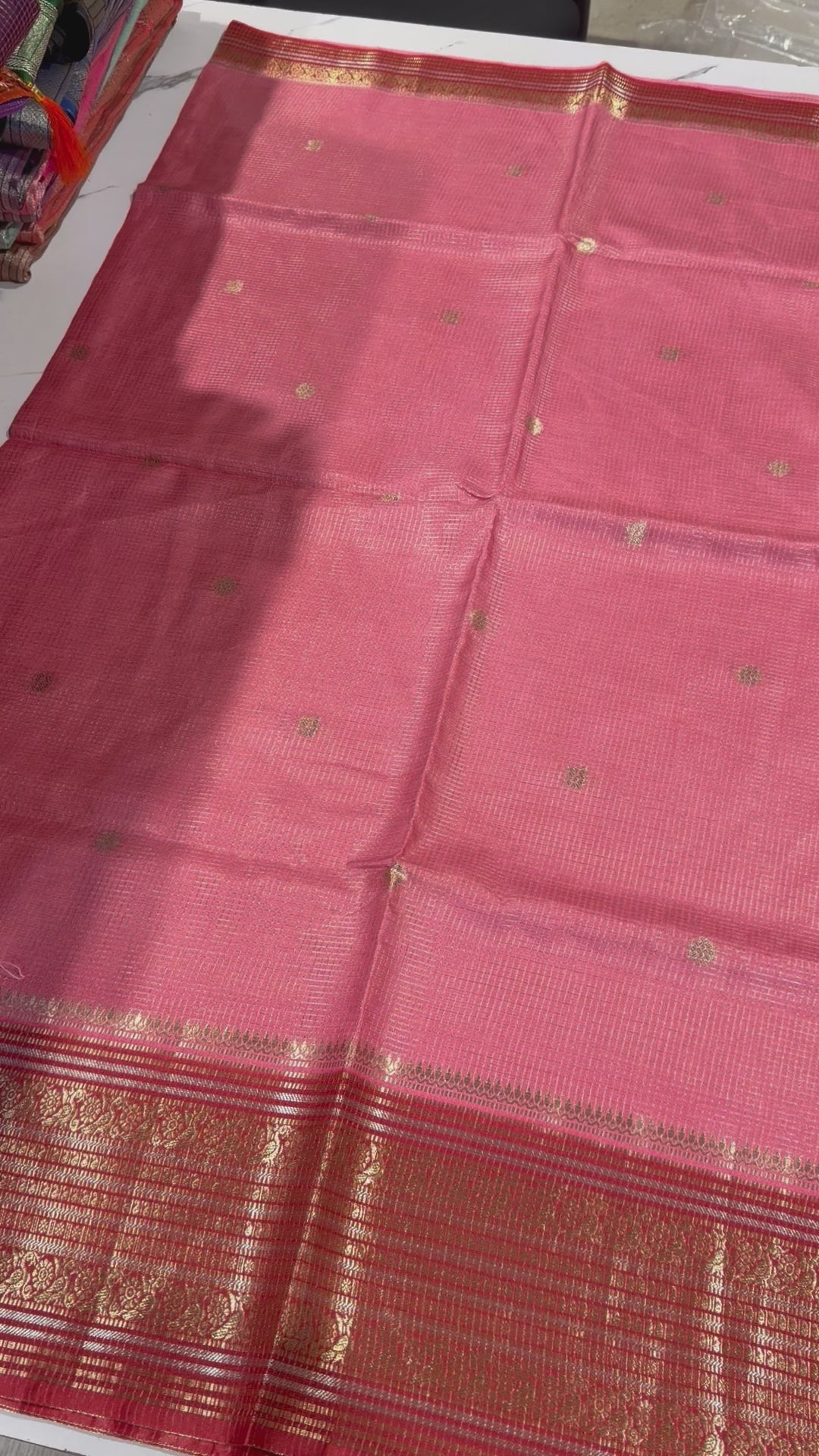 VKC2149BB - Baby pink n red colour Brdr Vintage Kanchi saree
