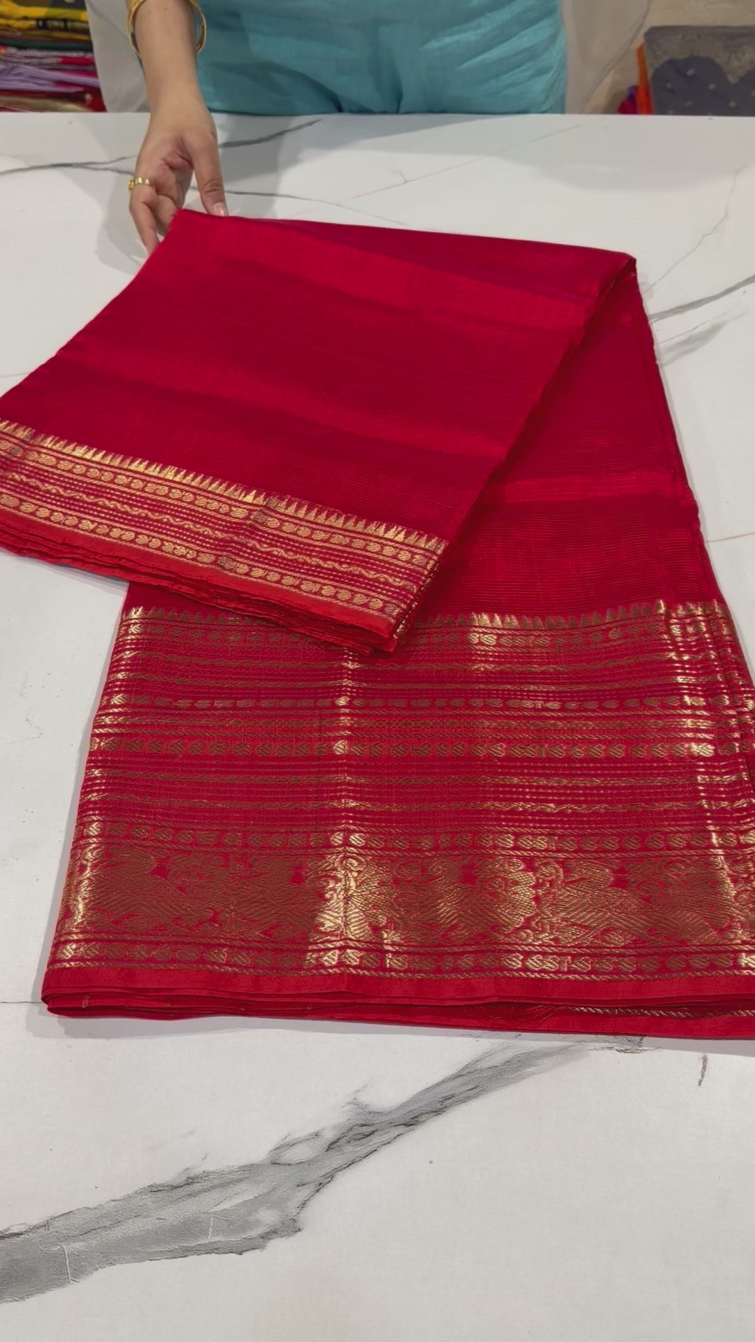 Red-3999 Red Colour Pure Handloom Mangalagiri Pattu saree